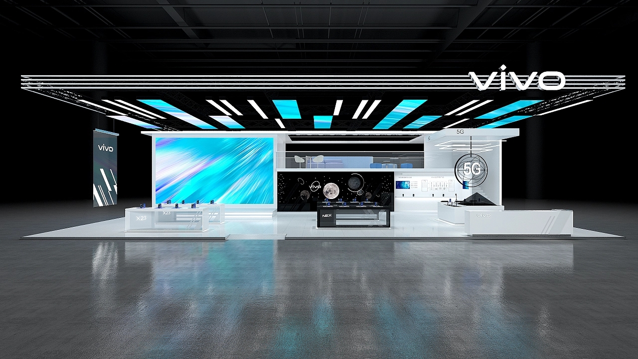 Vivo手機博覽會電子展臺設(shè)計搭建案例分析及北京展臺搭建公司